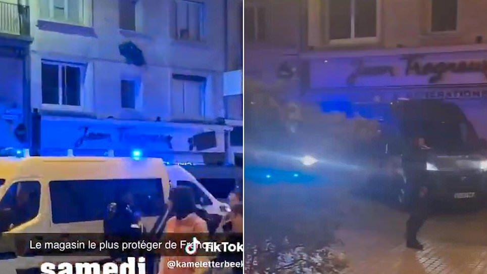 Let them eat cake! Emmanuel Macron's family macaron shop was guarded by police ring of steel during riots... while other shops were left to burn